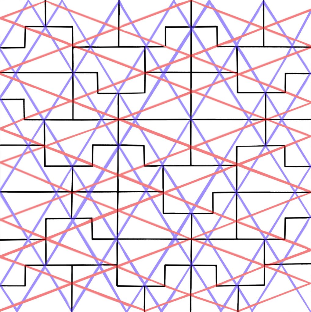 The Ammann A2 tilies, an example of a non Wang aperiodic tile set.